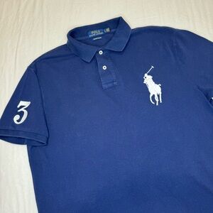 Polo Ralph Lauren Navy Blue Short Sleeve Big Pony #3 Polo Shirt Size Large
